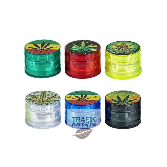 Dohányőrlő műanyag cannabis 5 cm 4 részes 340074