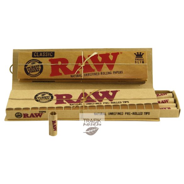 Cigarettapapír RAW Slim+prerolled filter